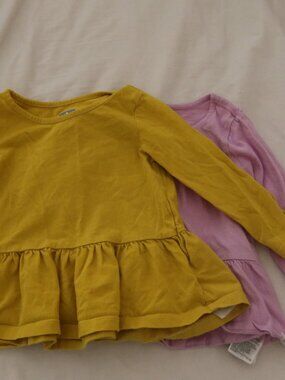 BUNDLE OF TWO - Baby Gap Peplum Tops Girls 18-24 Months Yellow & Purple Tops
